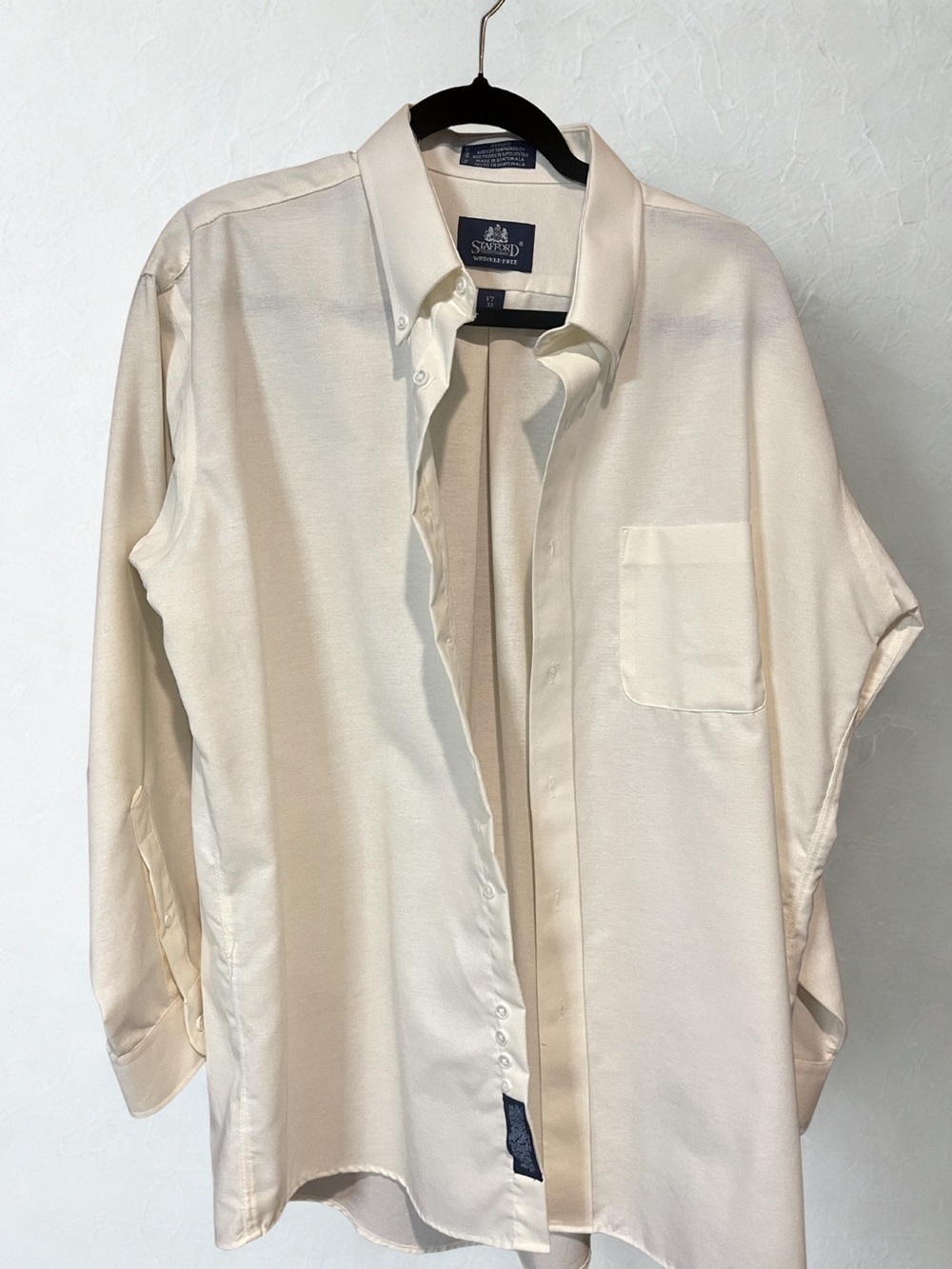Stafford White Oxford Dress Shirt Men’s 17 33 Button Down Long Sleeve